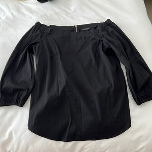 White House Black market medium black off the shoulder cotton blouse.